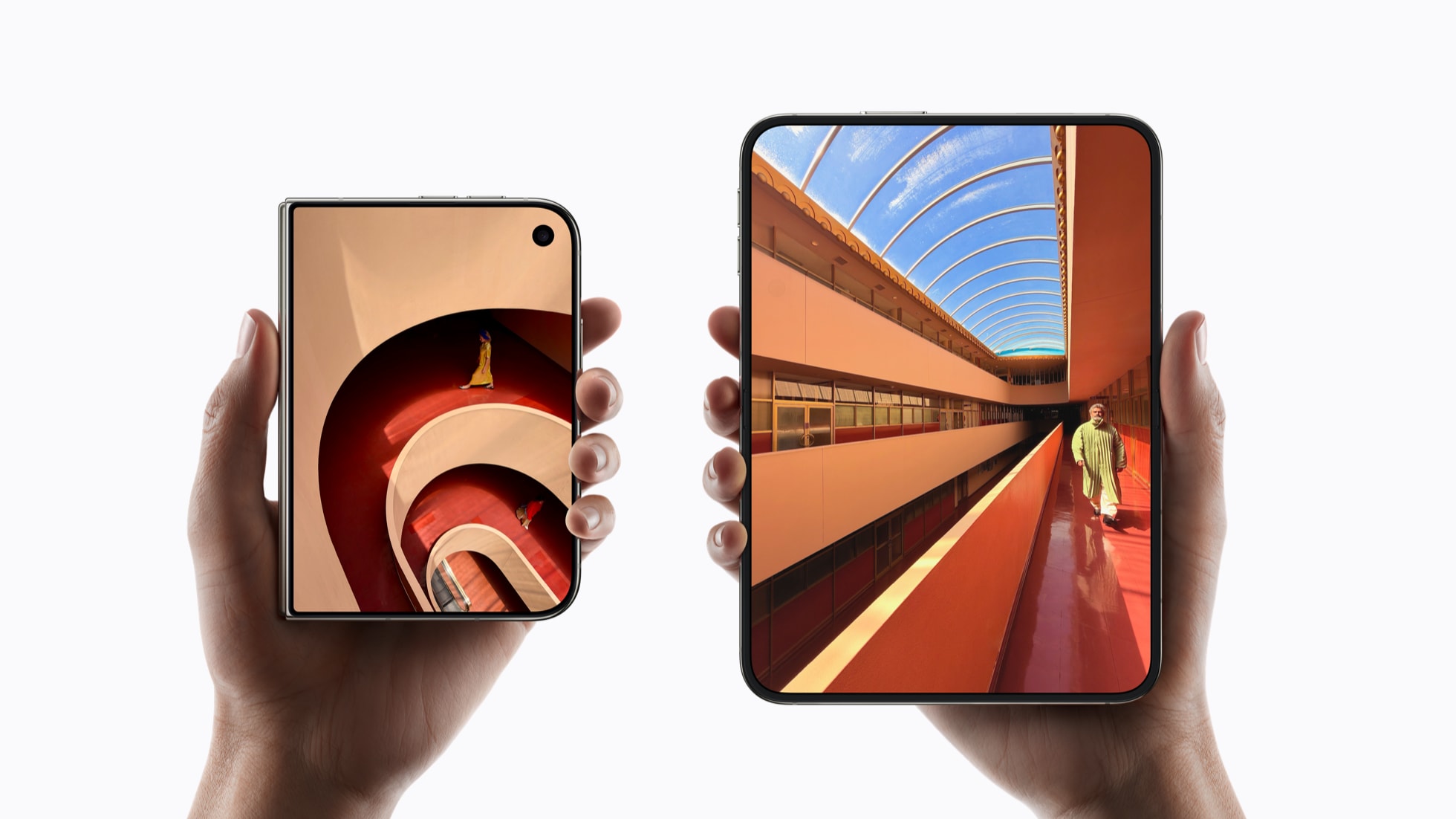 Apple iPhone Duo display sizes still — 7.6-inch inner and 5.4-inch outer Super Retina XDR, Apple Newsroom press image, 9 September 2026