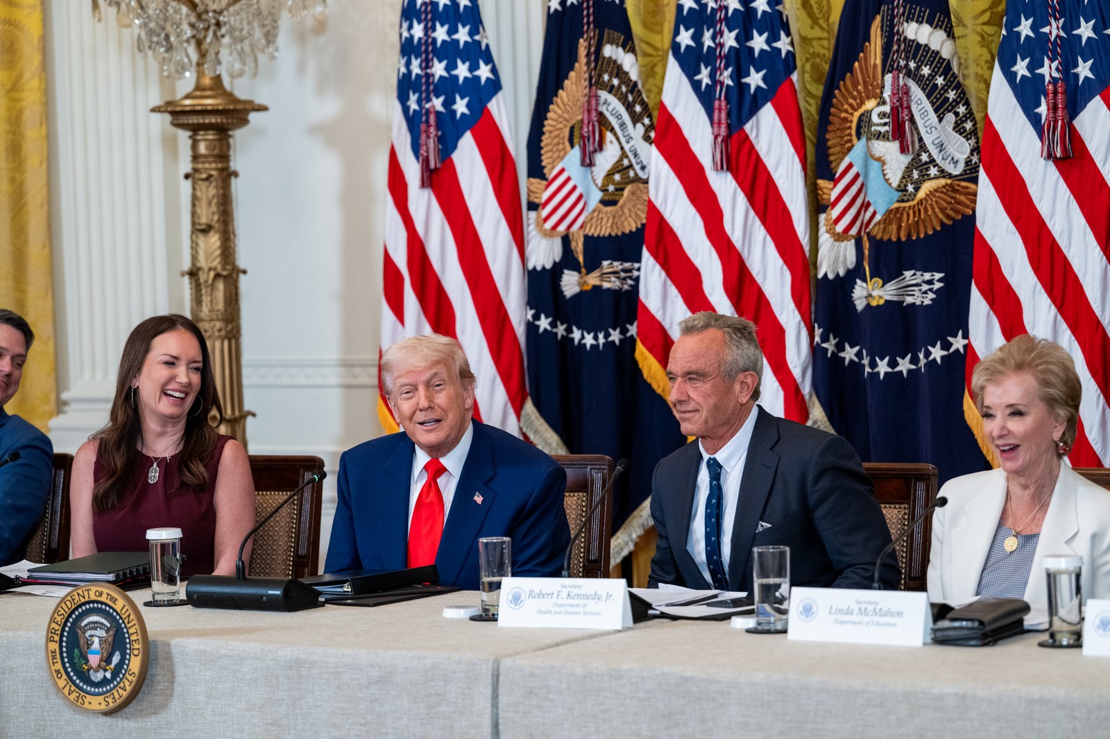 President Donald Trump delivers remarks at the White House — official U.S. government still (East Room, 22 May 2025). Archival speaking still; not a Dallas midterm-convention frame and not AI.